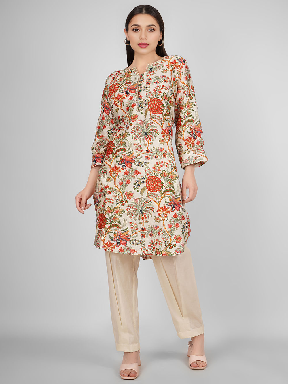 Multicolor Printed Cotton Silk Kurta