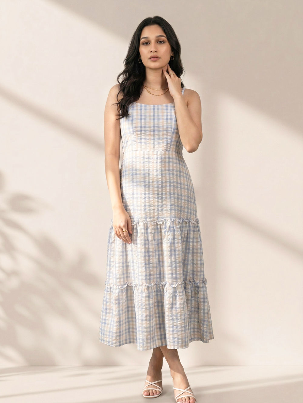 Multicolor Checkered Cotton Dress