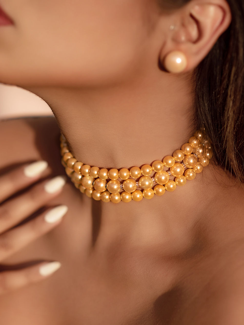 SYKIA pearl cord choker/ ゴールド Copper based Gold Polished Pearl Choker set DM 📩 or WhatsApp to