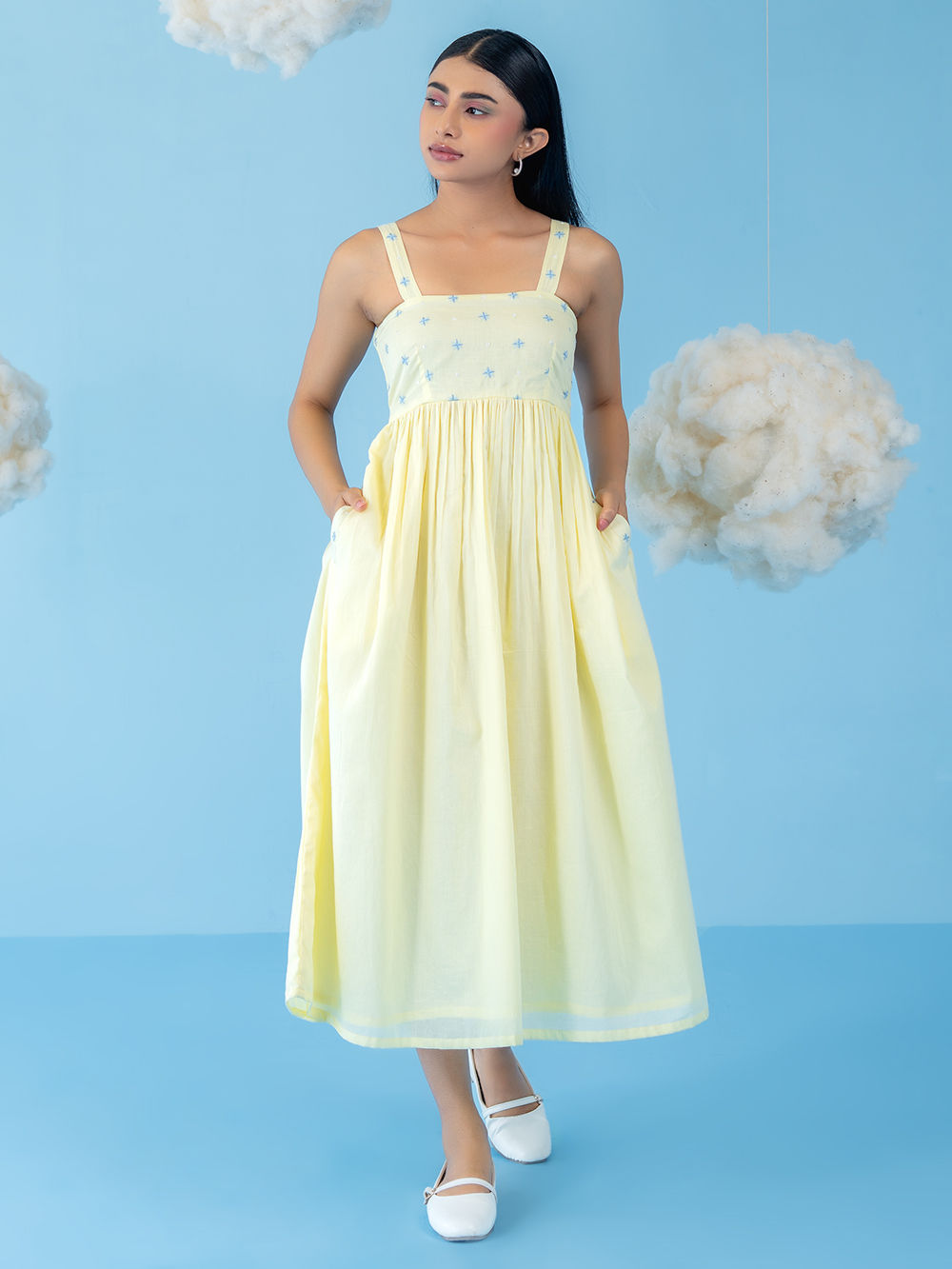 mul cotton dresses Pastel Yellow Embroidered Dress Closed Back Fashion Burgundy Satin Maxi Dress, Blazer Bust Size:44 Calf length
