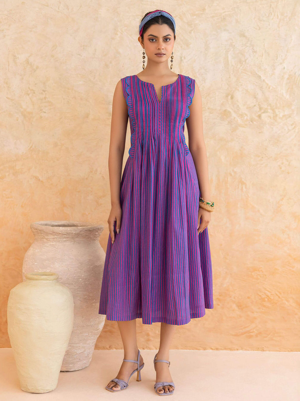 strapless open back dress Striped Pink Halter Mini Dress | Trendy Women's Clothing main image 1