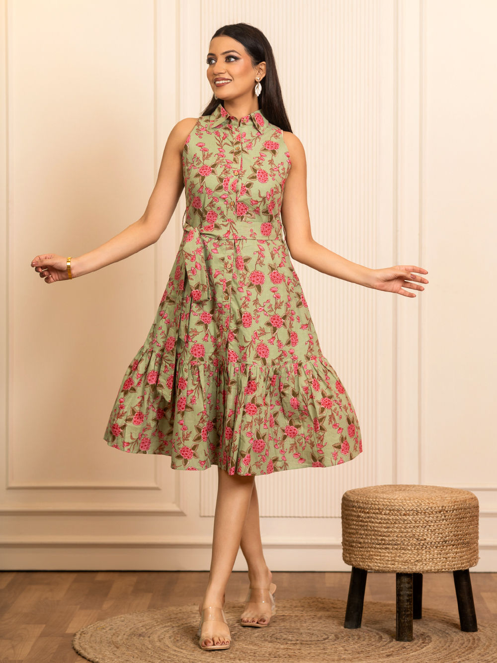 rachel zoe green velvet dress Pink and Green Abstract-Print Puff-Sleeve Mini Dress – Ro&Zo