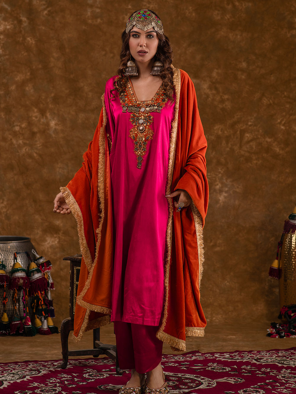 mashru silk dress Women's Halterneck Red Mashru Silk Dress