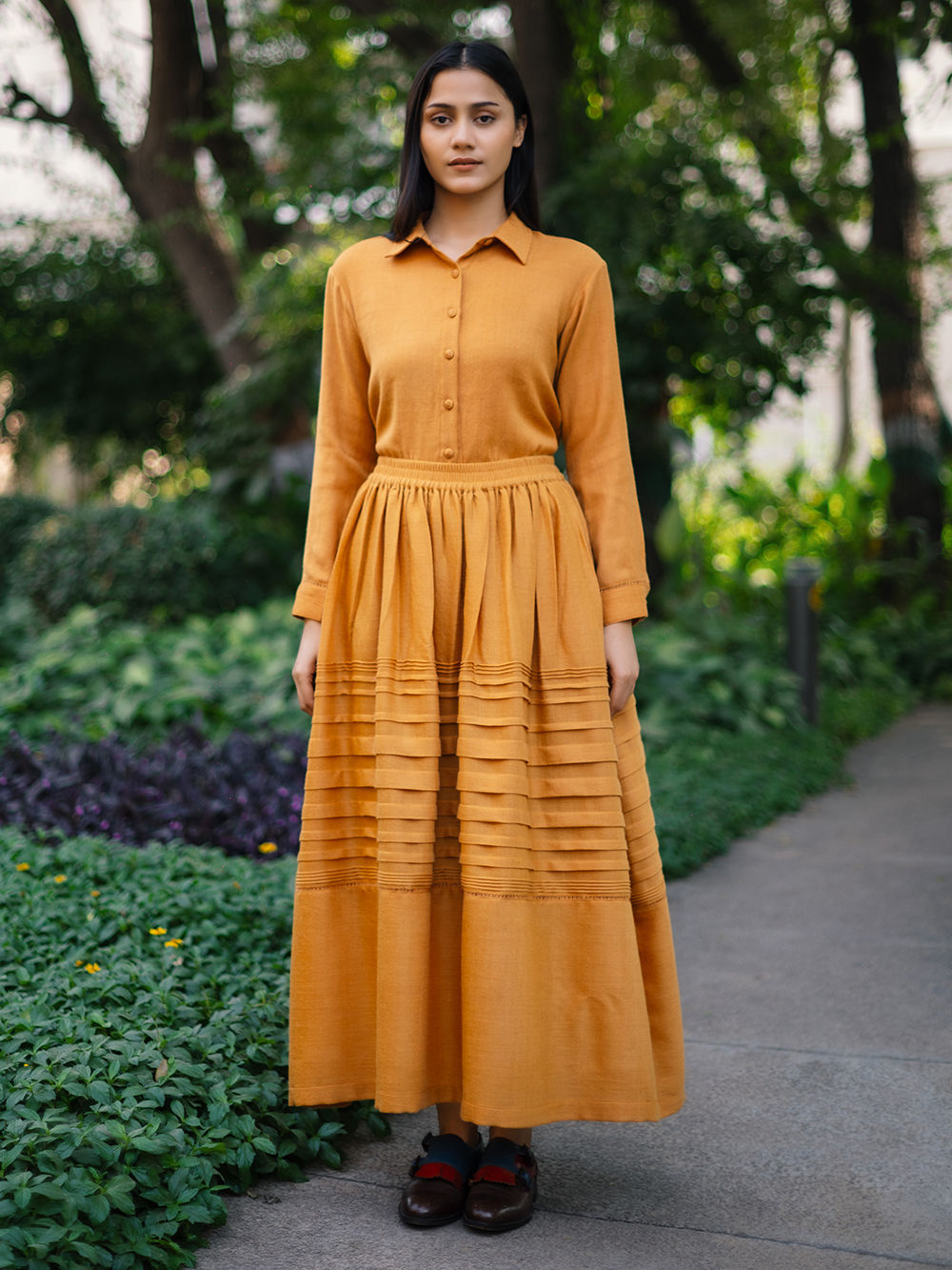 Mustard Yellow Merino Wool Skirt