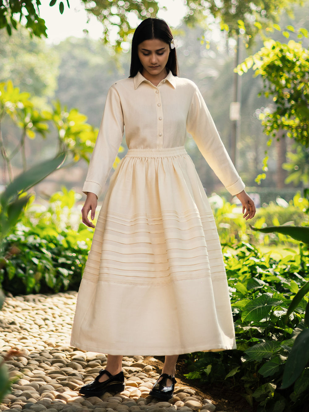 White Merino Wool Skirt