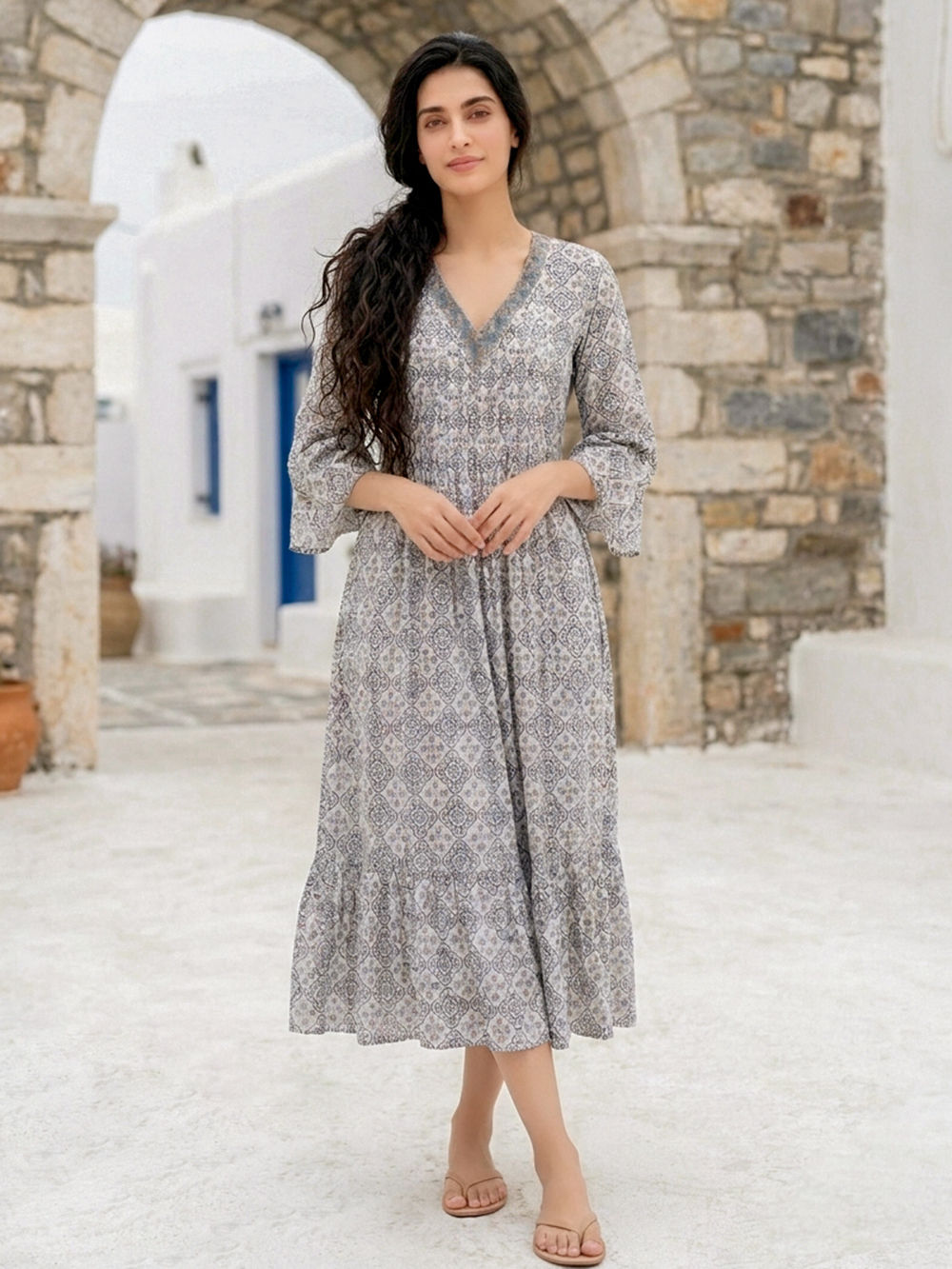 fall block print dress Block Printed Girl's Dress