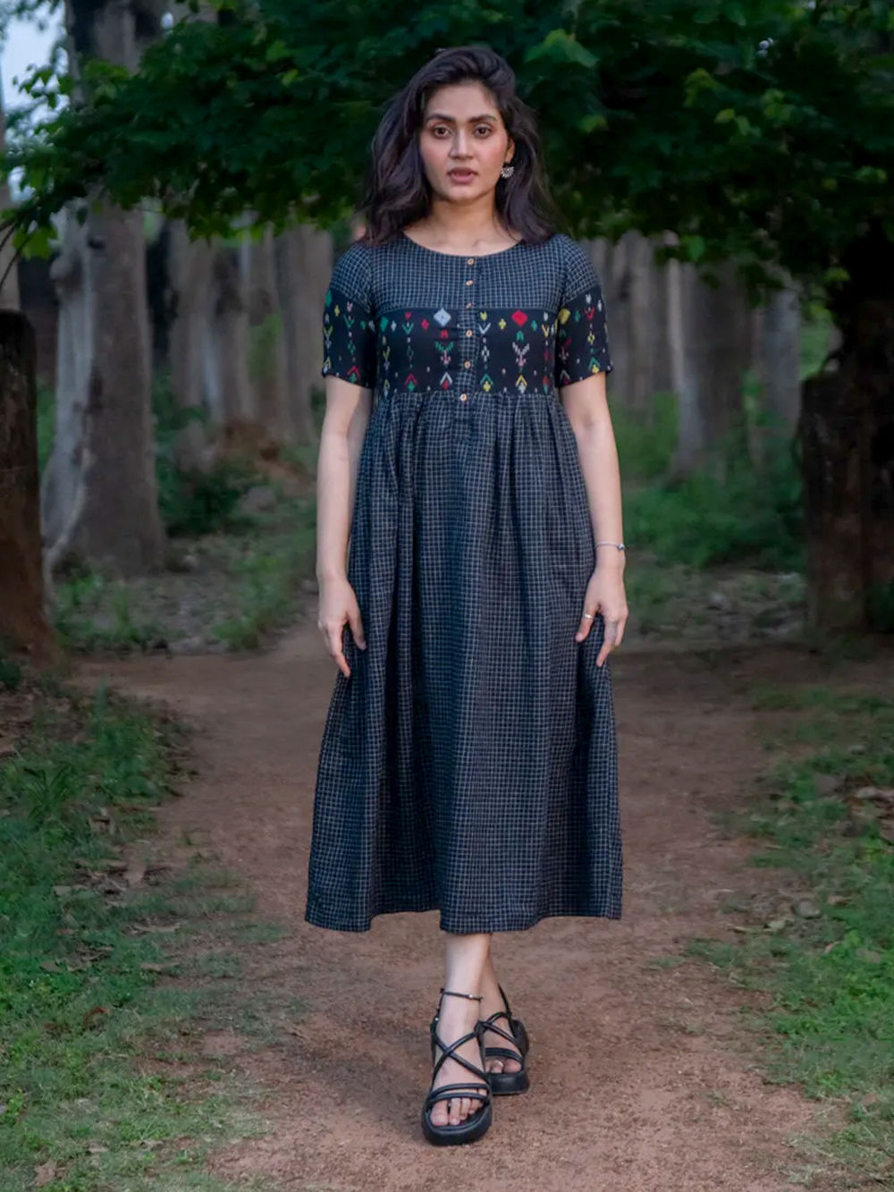cotton jamdani dress Scarlet Red Cotton Jamdani Dress