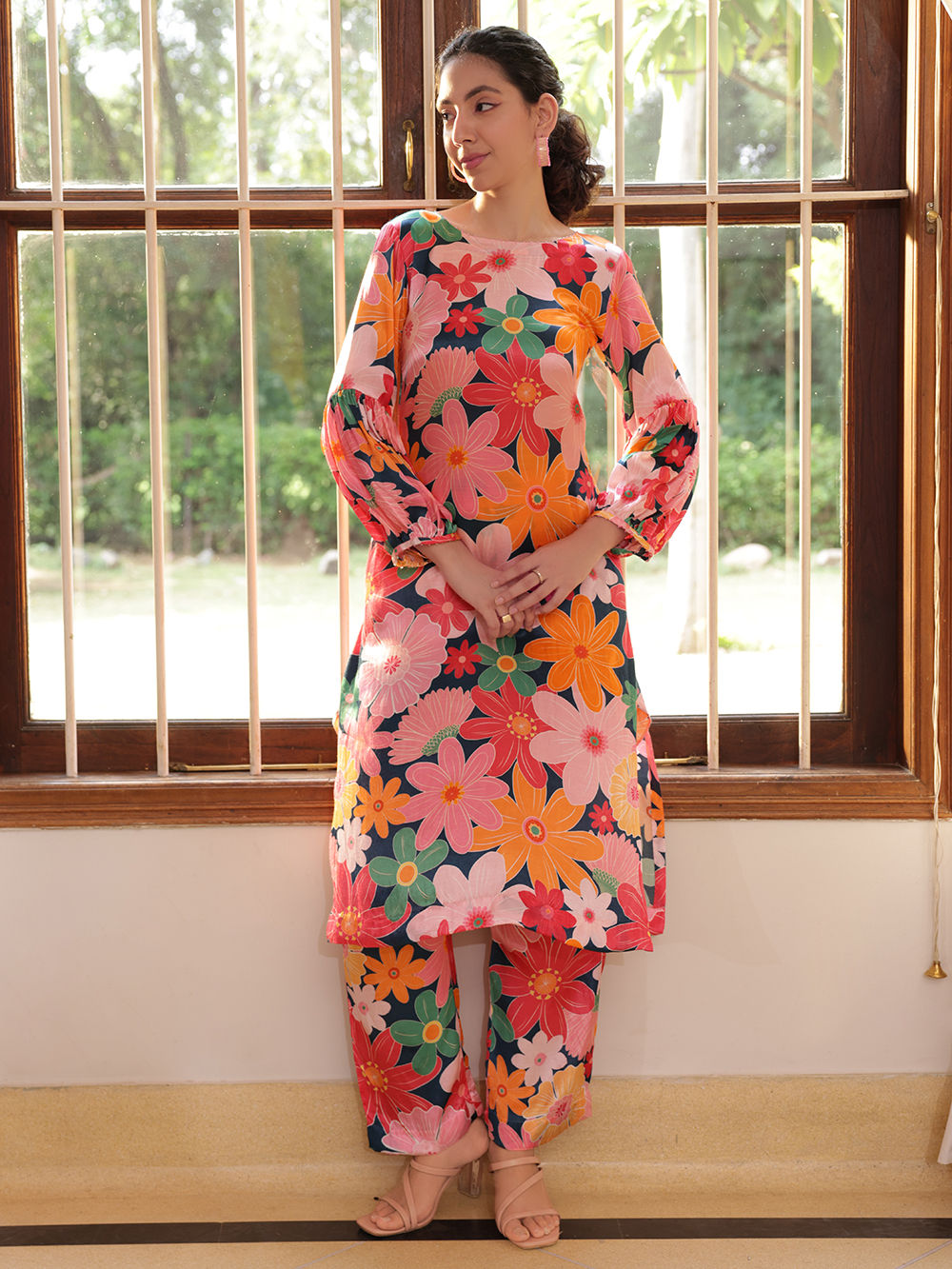 Multicolor Printed Bemberg Silk Kurta