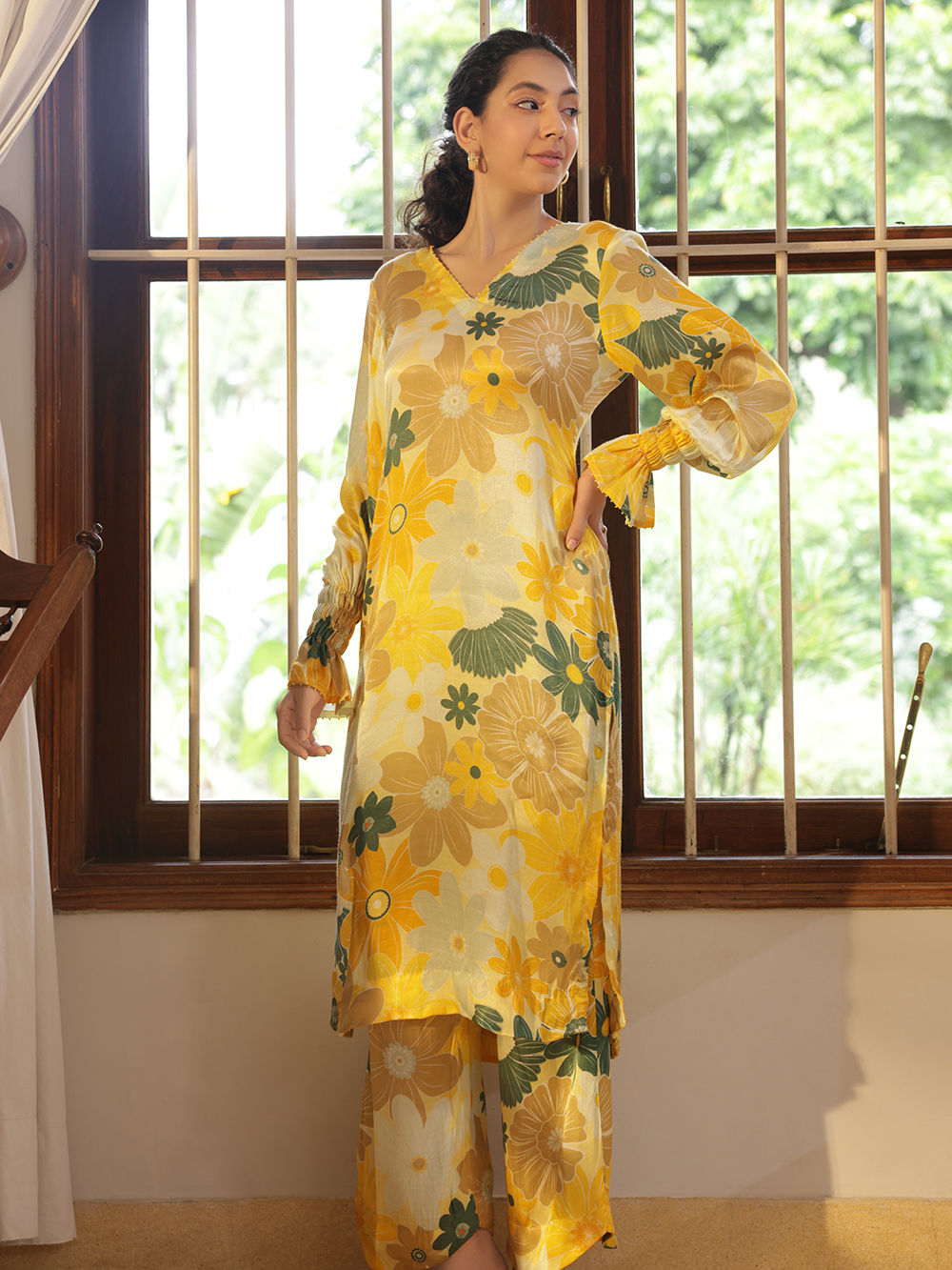 Multicolor Printed Bemberg Silk Kurta