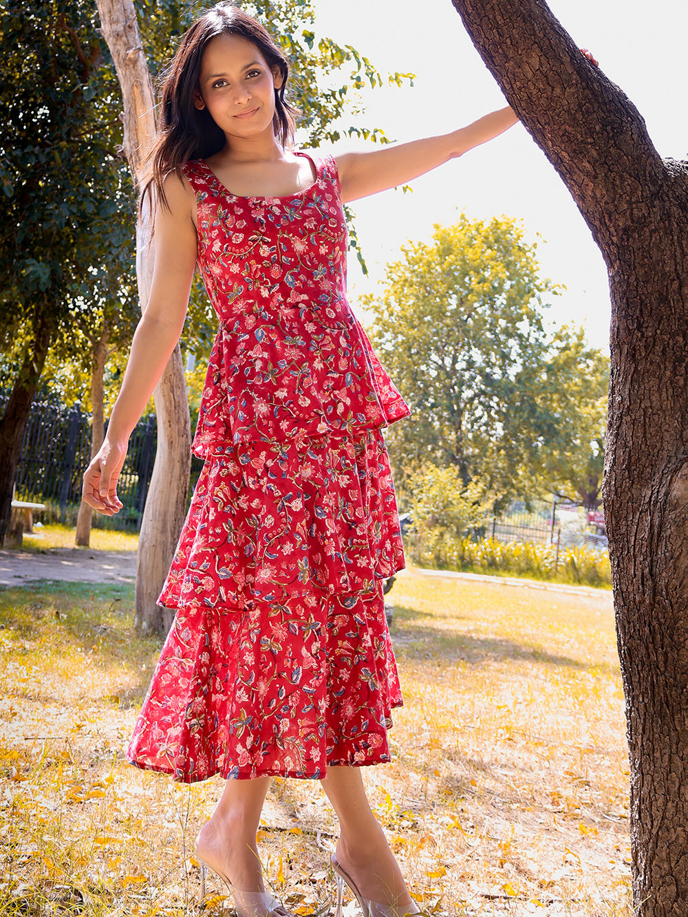 slim fit dress slacks Tropical Diaries Backless Dreamy Beach Dress