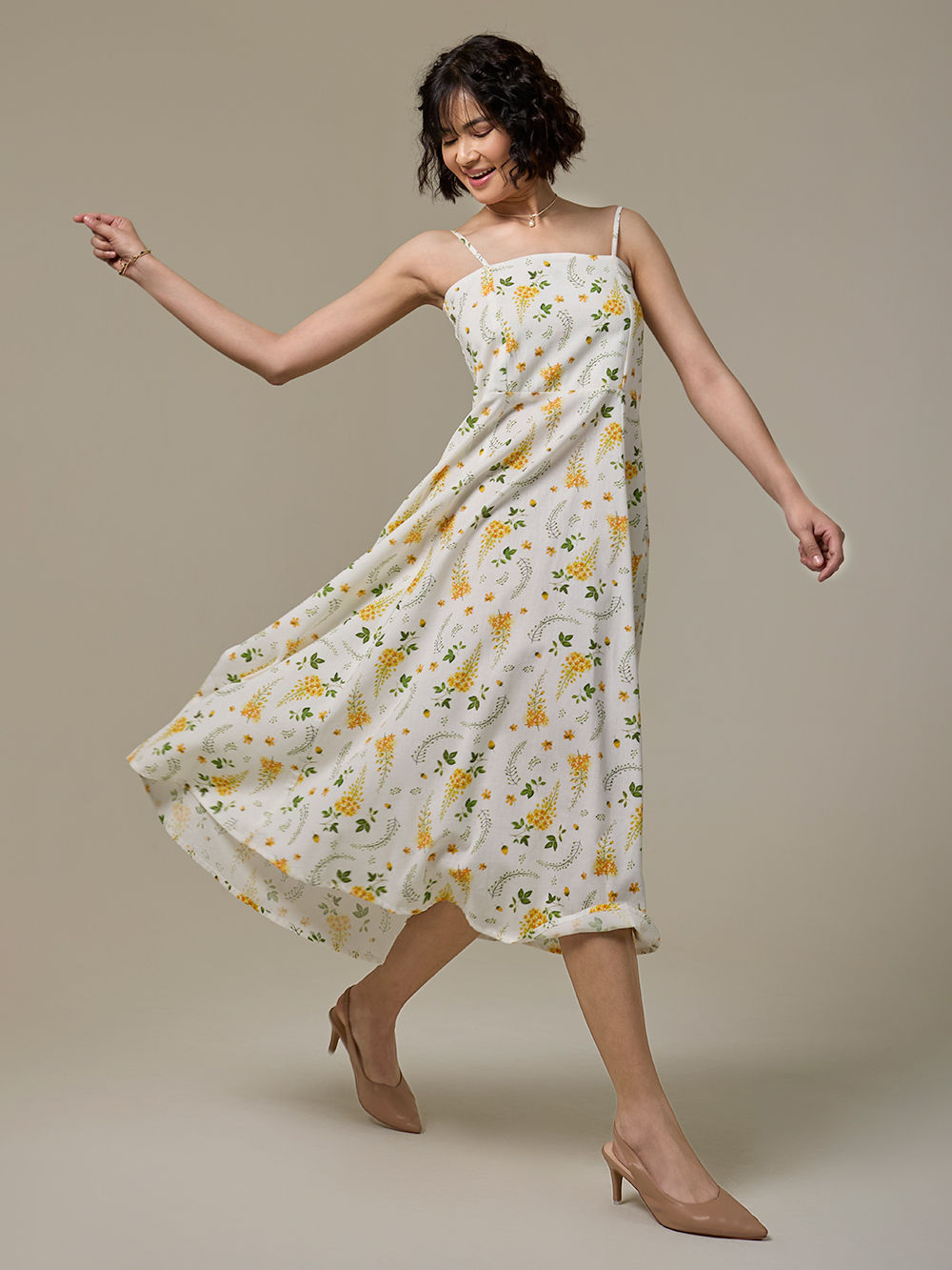 chinese dress ladies Meher Pearl White Shift Linen Blend Dress With Hand Painting – Brown Living™