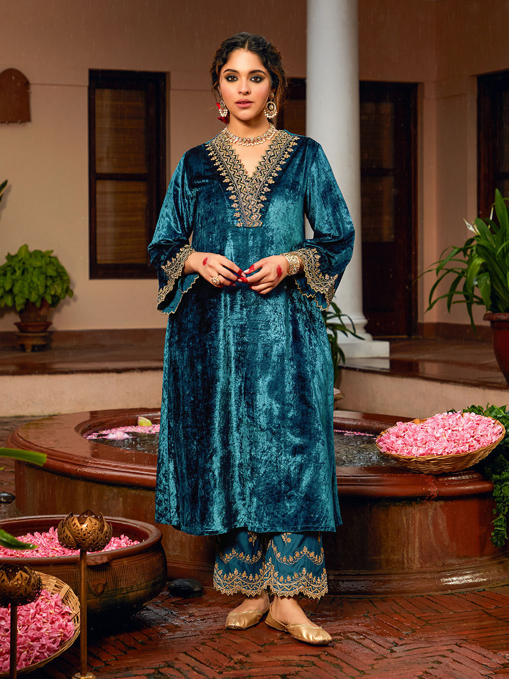sachin and babi light blue dress The Pull-On Wide-Leg Ankle Pant in Embroidered Poplin main image 0