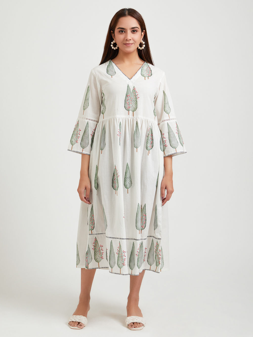 cambric cotton dress Bahaar Green Cambric Cotton Suit Set