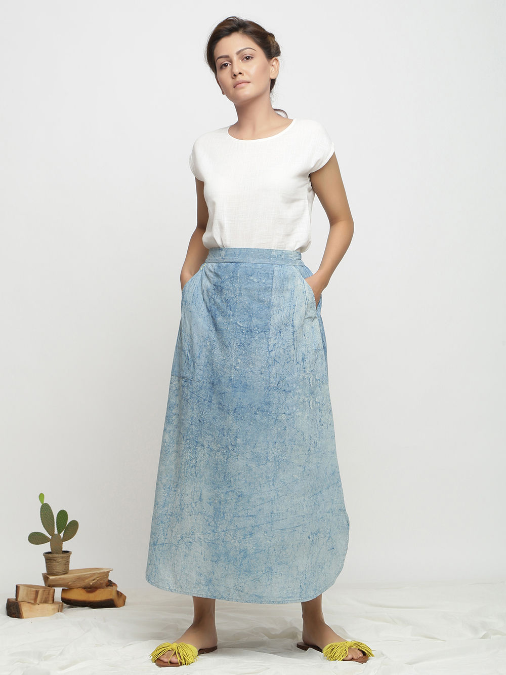 Blue Hand Block Printed Cotton Skirt