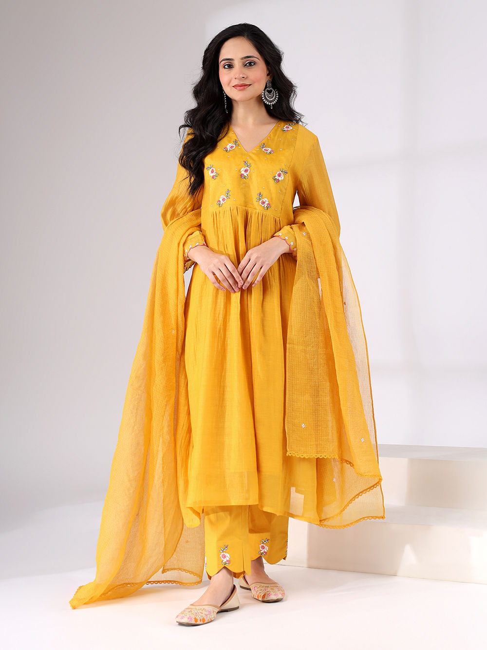chanderi cotton dress Powder Pink Chanderi Block Printed Maxi Cotton Dress