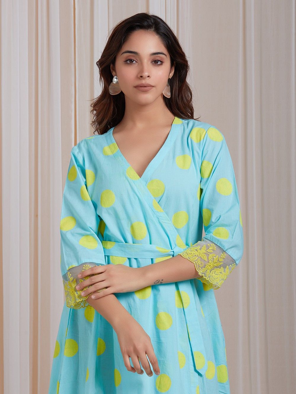 blue dress with yellow polka dots Lily Maxi Dress | Navy Polka Dot Bubble Maxi Dress main image 1