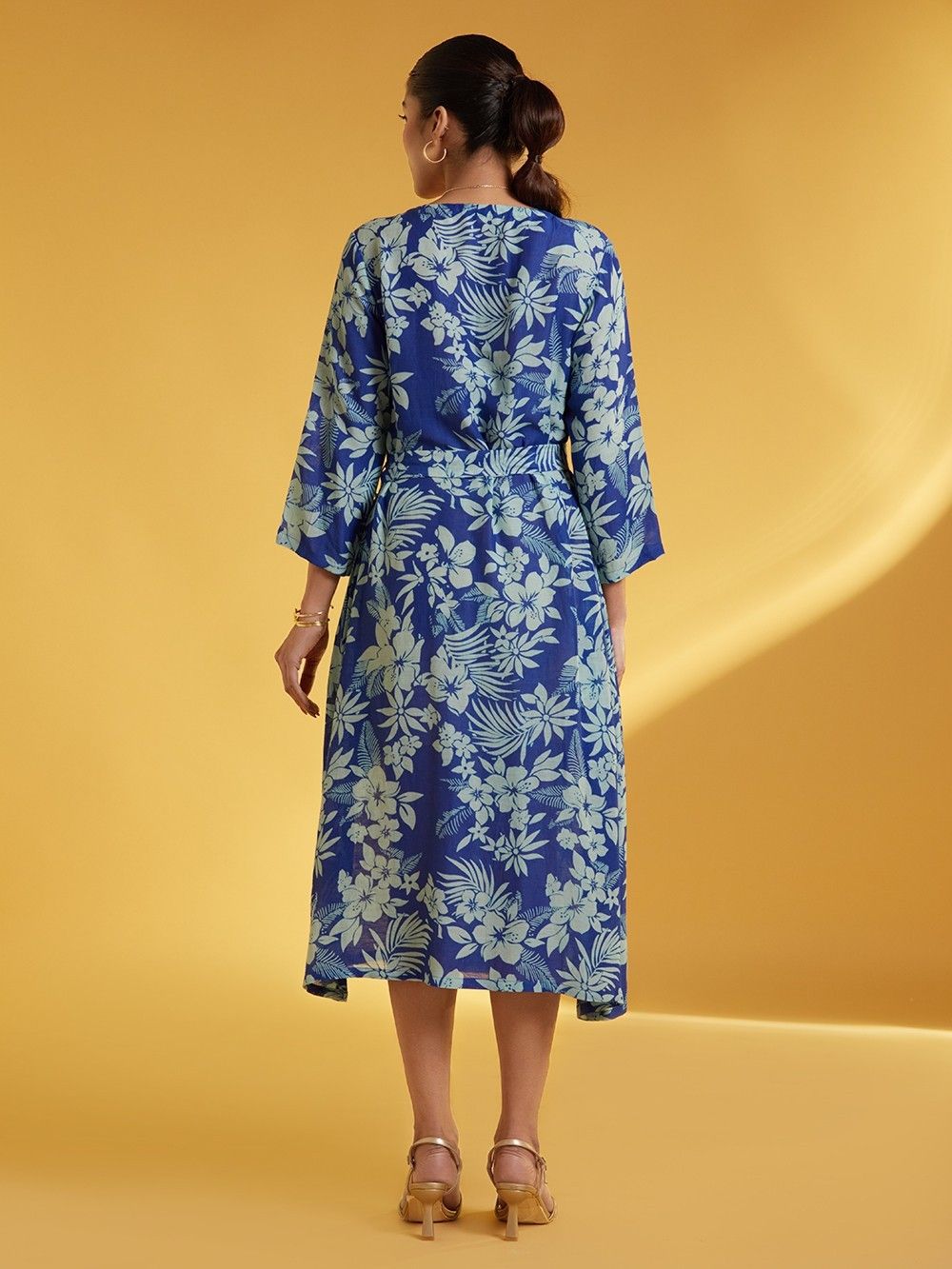 blue silk maternity dress 1950s Pale Blue Bird Print Wrap Dress Vintage Inspired V Neck Flutter  Sleeve Midi Occasion Dress UK Made – Pretty Kitty Fashion main image 0