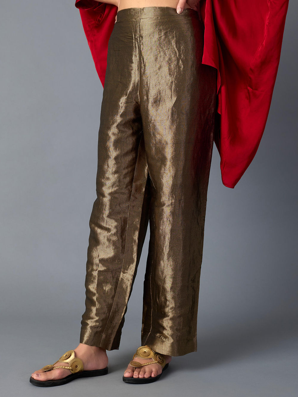 Golden Banarasi Zari Silk Pants
