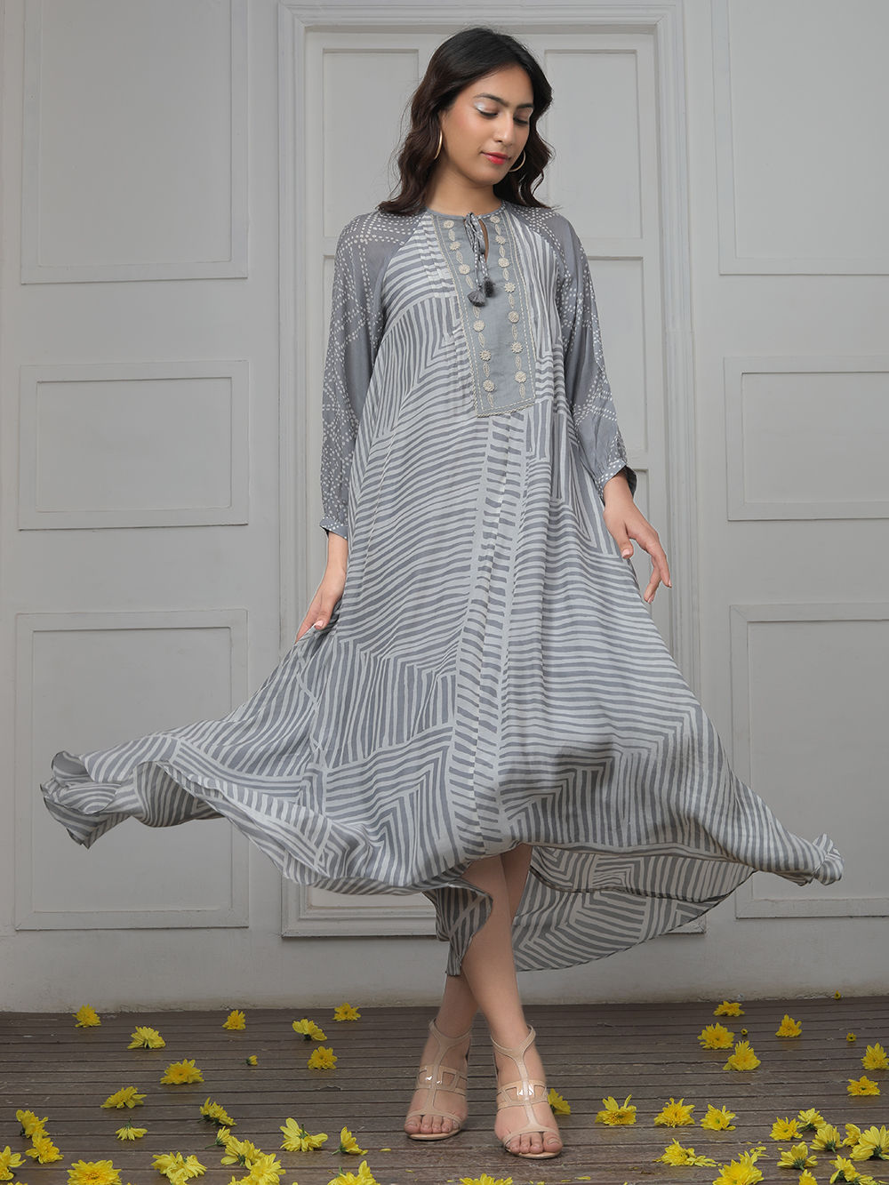 slim fit dress slacks Grey Pinstripe Mini Dress main image 1
