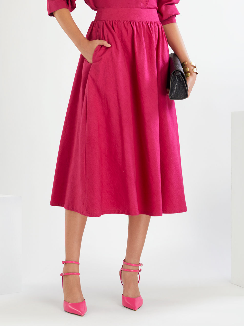 Fuchsia Poplin Skirt Fuchsia Poplin Skirt
