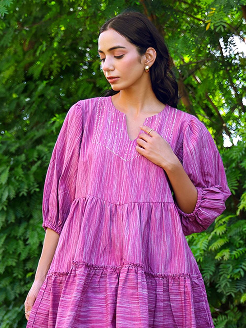 Mauve Handwoven Cotton Dress