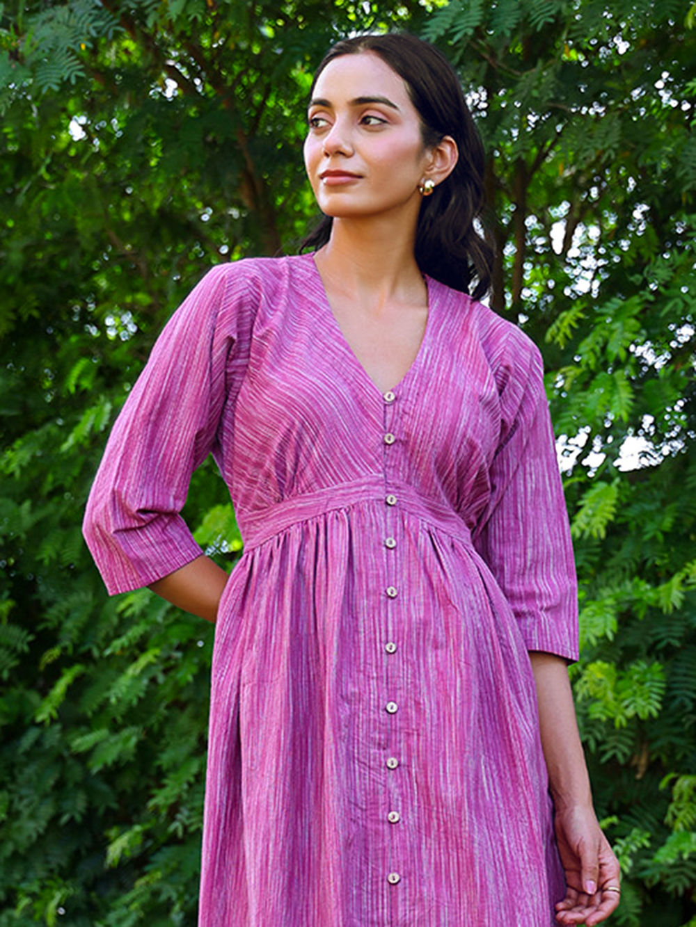 Mauve Handwoven Cotton Dress