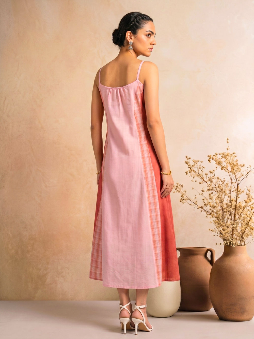 strapless open back dress Baby Pink Thread Embroidered Pure Cotton Designer Maxi Dress For Women –  Label Madhuri Thakkar