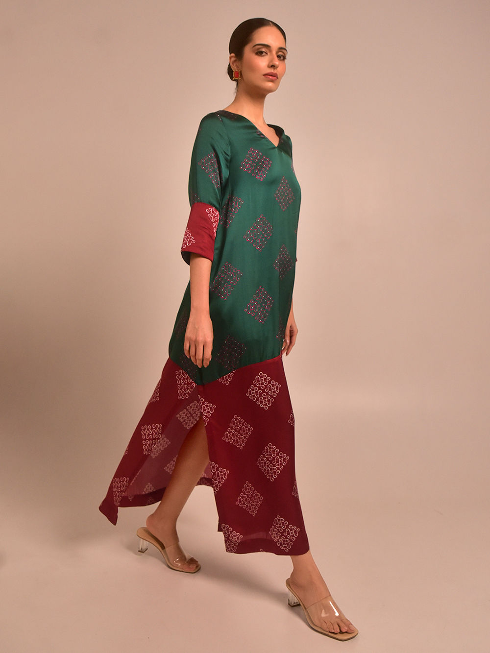 maroon and green dress Green/Blue /Burgundy Prom Dress Ball Gown Vintage Formal Colorful Lace –  Siaoryne main image 1