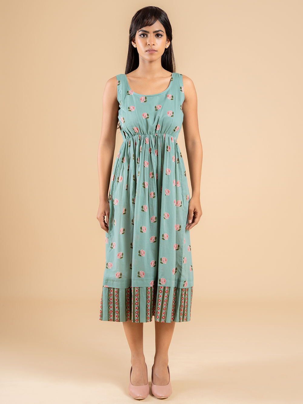 slim fit dress slacks Sage Floral Chiffon Juno Maxi Dress