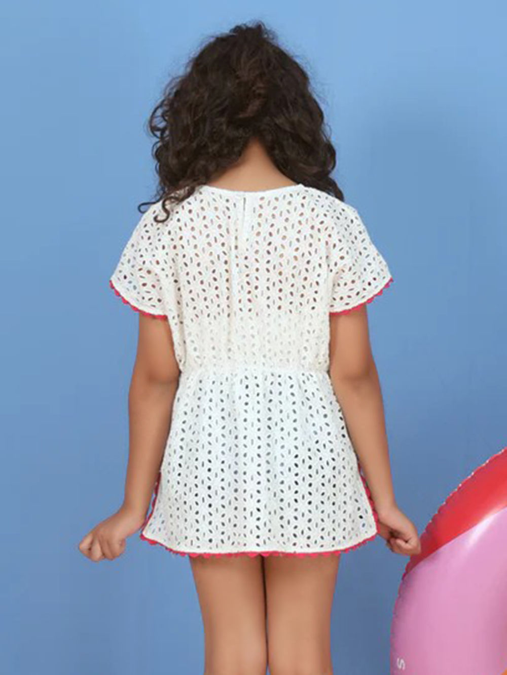 White Schiffli Embroidered Cotton Dress