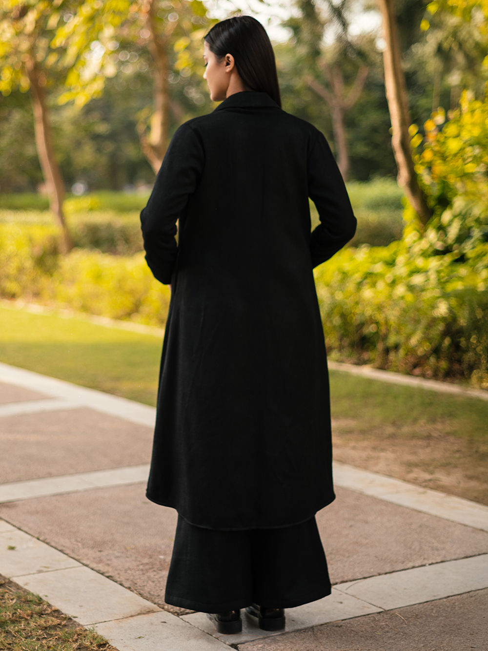 GARMENT DYE WOOL JACKET＆TROUSERS(セットアップ) Black Merino Wool Jacket with Trouser- Set of 2