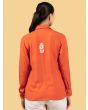 Orange Embroidered Cotton Blend Shirt