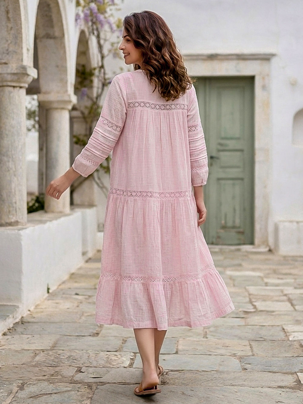 lace maxi dress blush PinkBlush White Lace Mesh Overlay Maxi Dress main image 1
