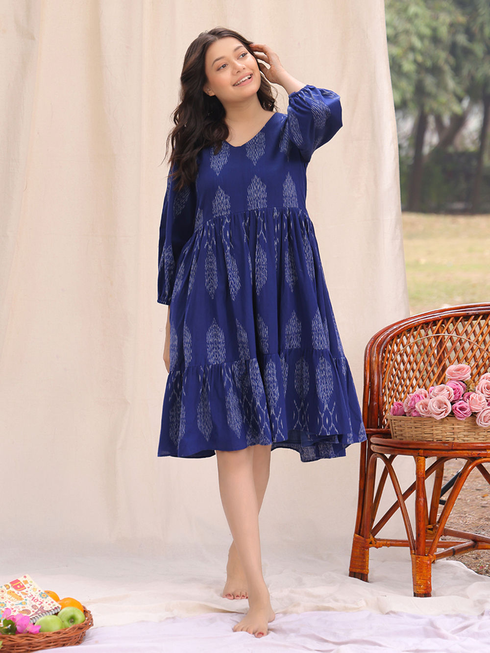 princess polly baby blue dress Blue Ikat Cotton Dress