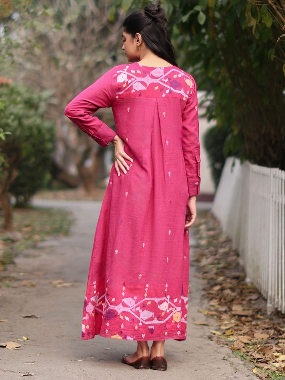 white christmas dresses Pink Geometric Floral Cotton Dress - Maxi Dresses main image 1