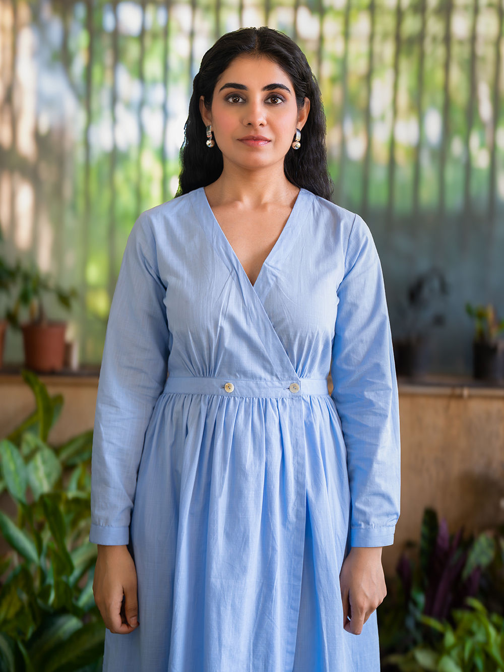powder blue cotton dress Auguste Midi Dress