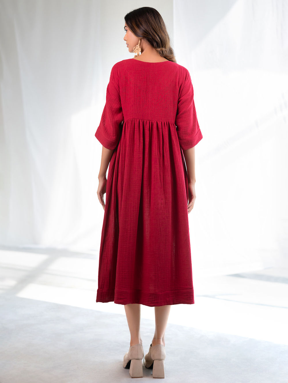 car belt dressing Cotton Gauze Dress main image 1