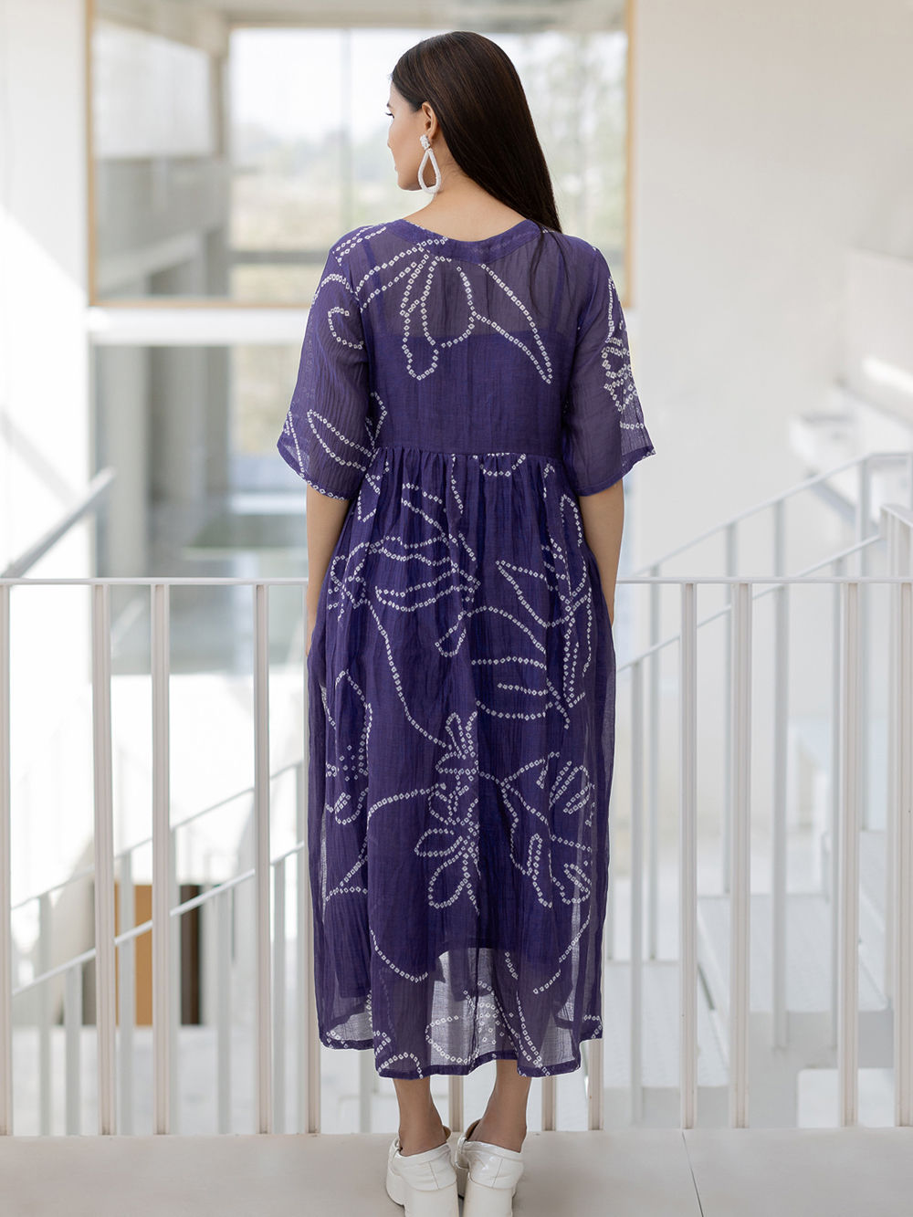 blue bandhani dress Blue Haze Bandhani Dress for Women | Hand-Dyed Organic Cotton