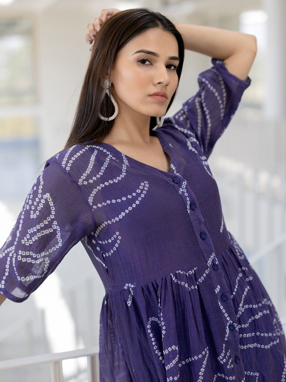 blue bandhani dress Navy Glaze Bandhani suit set  DIMPLE DESIGN STUDIO