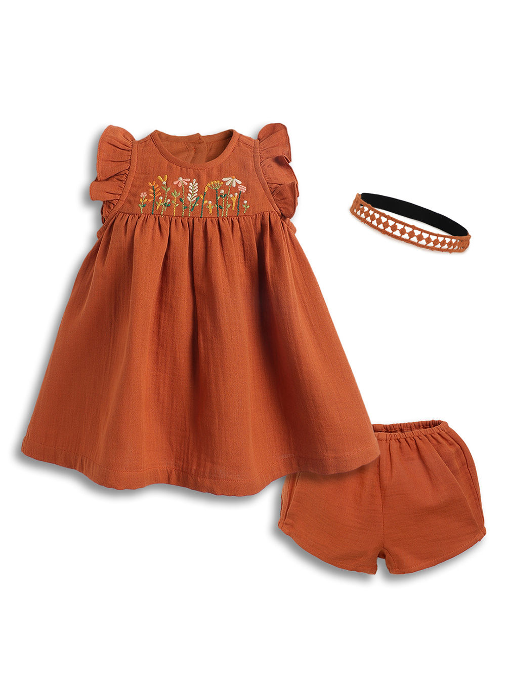 strapless open back dress HIGH WAIST WIDE LEG DRESS PANTS: DUSTY ORANGE main image 0