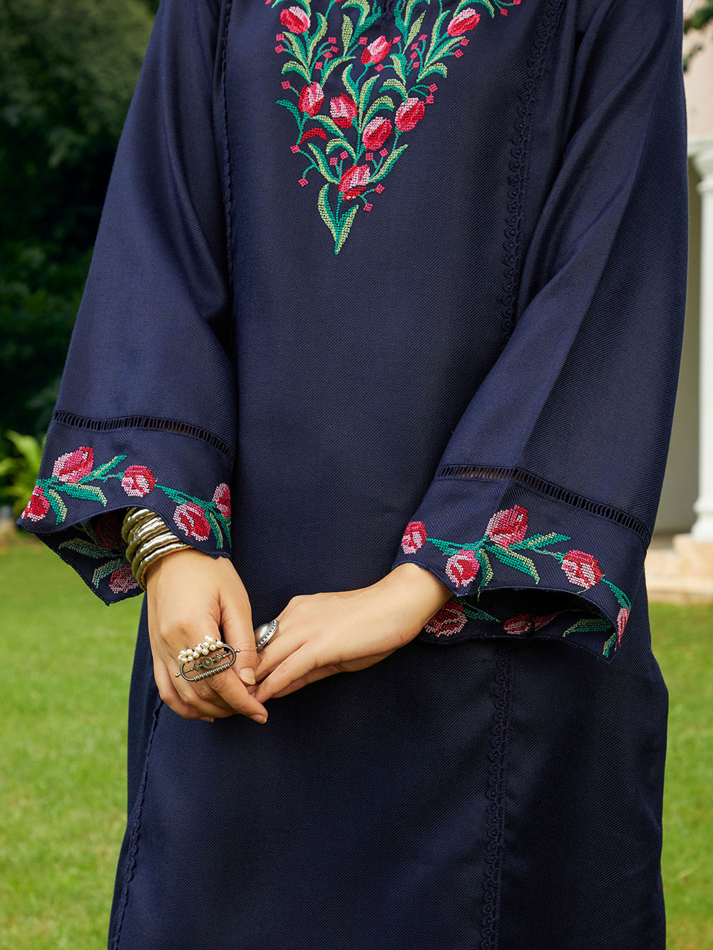 looms stitch embroidered wool navy dress Pique Polo Shirt│UES – UES OFFICIAL ONLINE SHOP main image 1