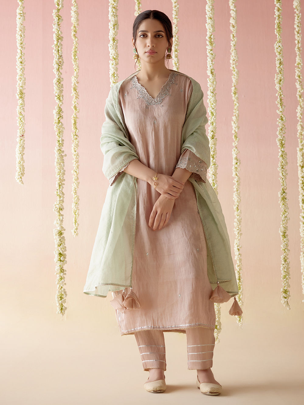Embroidered Bel Chanderi Dupatta