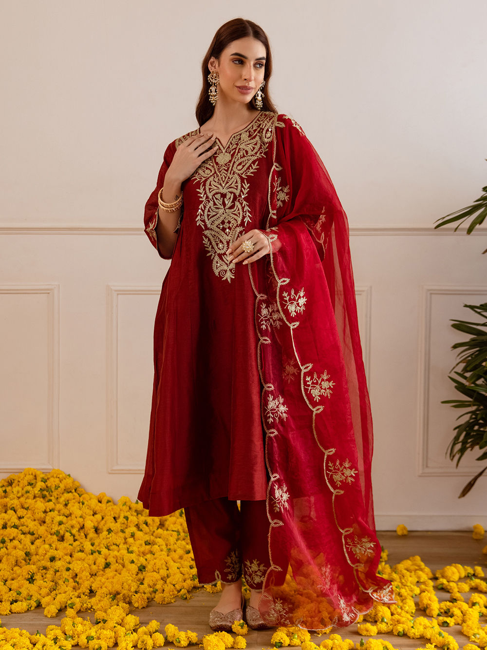 Semi Stitched Chanderi Zariwoven Short Tunic