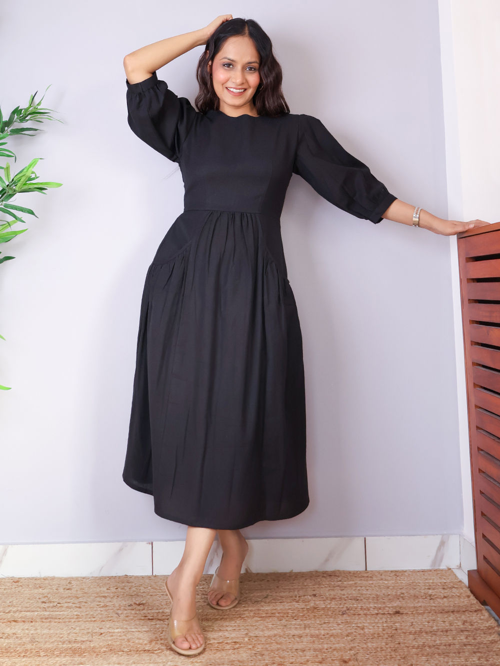 cotton drop waist dress 100% White Midi Lydia Coral Pink Cowl Color:AS PHOTO ( WITH GLOVES ) 24Q1JDK