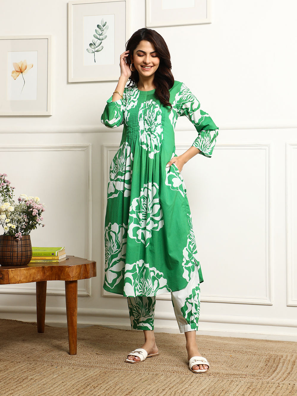 Green & Blue Printed Kurta Set
