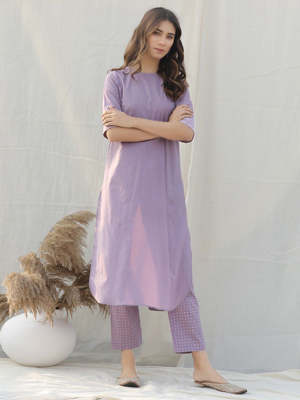 Purple Cotton Kurta - Main Image