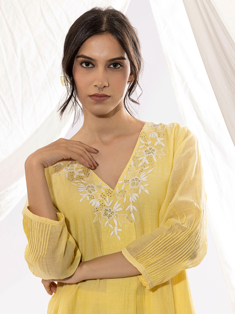 Peach Mul Chanderi Kurta Set -EC105