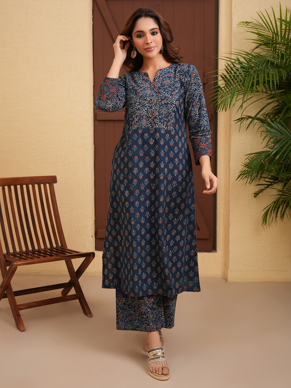 Maroon BlockPrint Angarkha Jacket