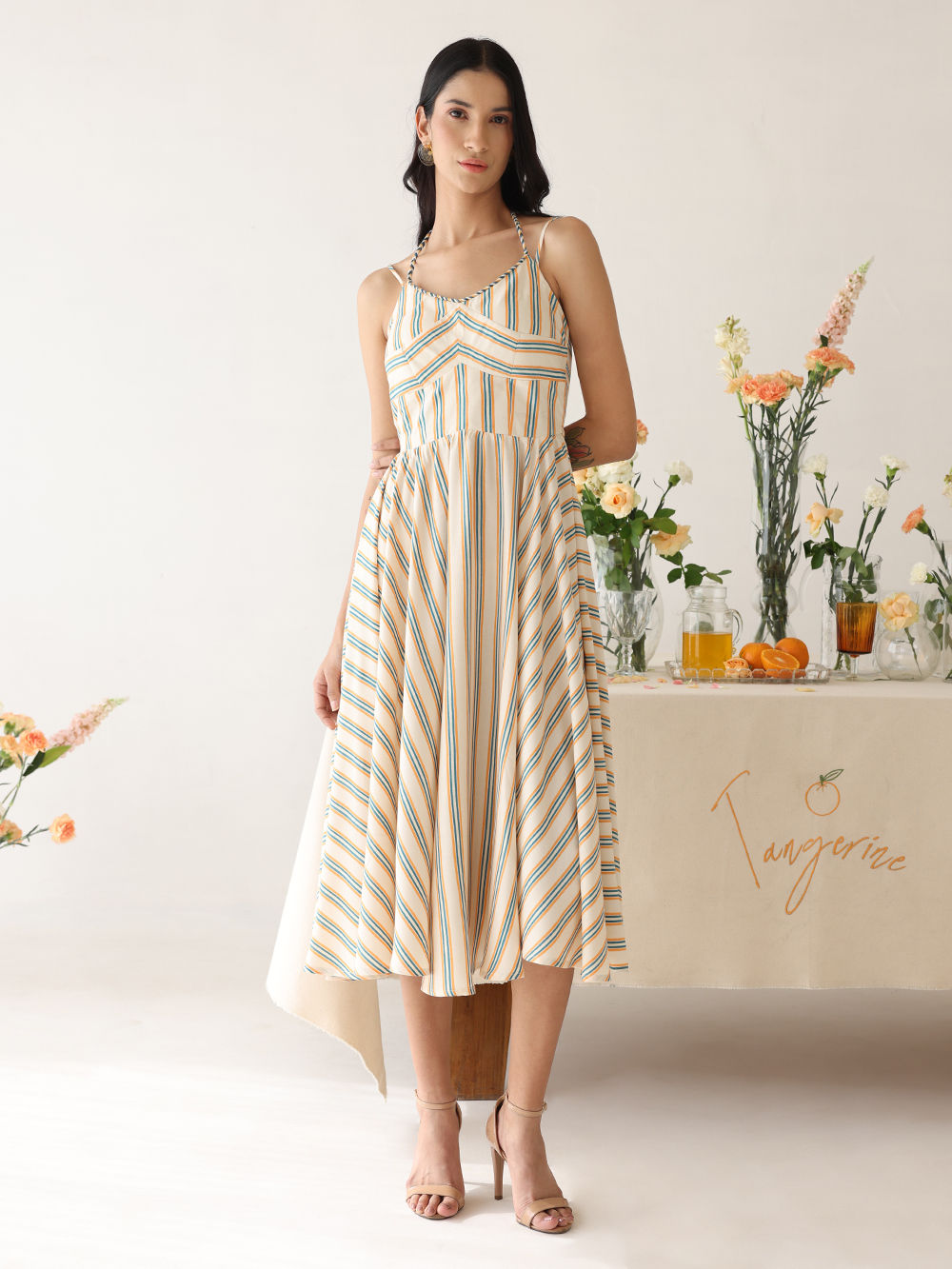 Orange Printed Rayon Dress