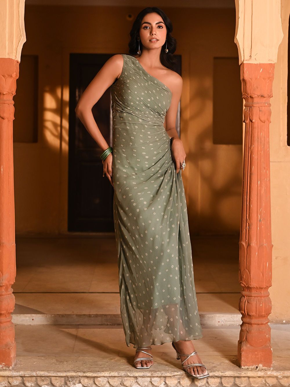 Multicolor Printed Chiffon Dress